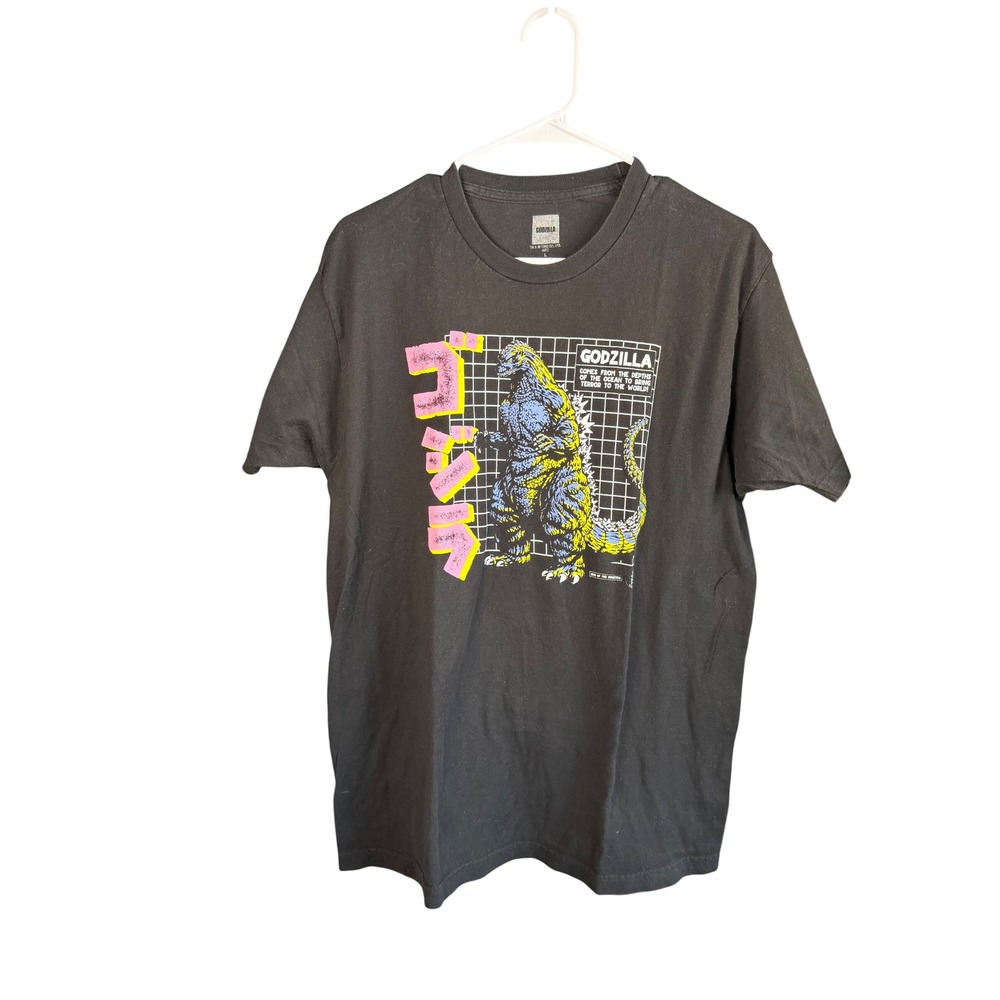 Godzilla King of the Monsters Graphic T-Shirt Mens Large Black TOHO Neon Print
